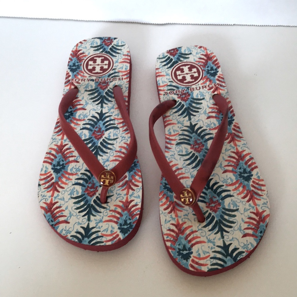 Tory Burch colorful flip flops size 7